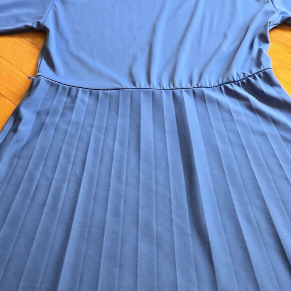 Vintage Blair Womens Blue Knee Length LS Polyester Pleated Midi Dress USA M/L - Picture 5 of 6